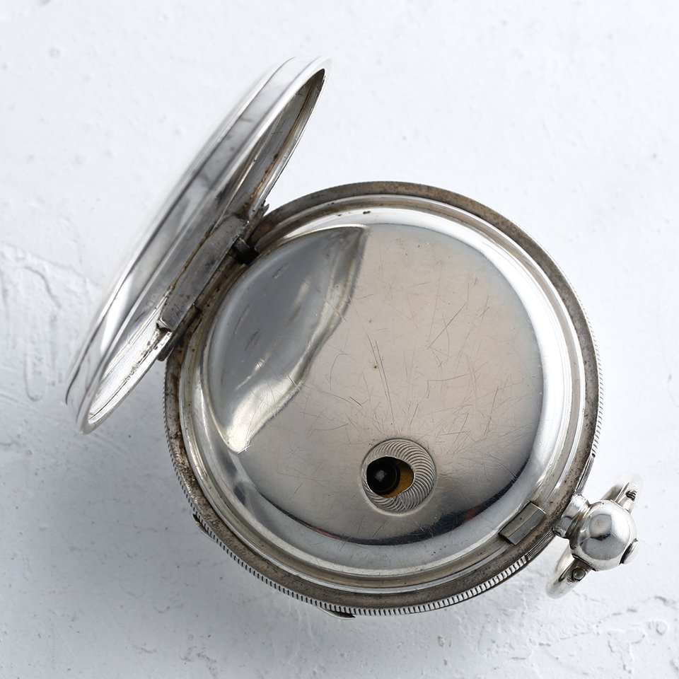 ハリエット・サミュエル 懐中時計 ポケットウォッチ オープンケース 55mm 純銀 巻き鍵式 692654 1903年 英国 F