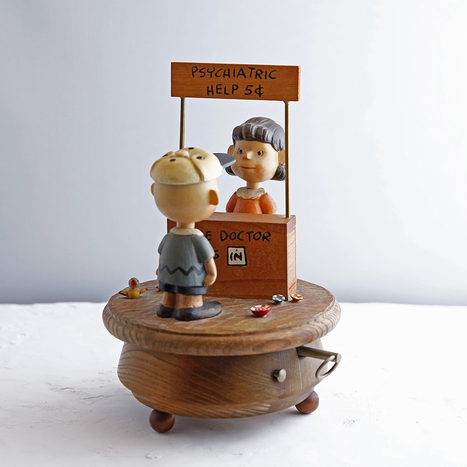 60'sアンリ社製 ANRI シュローダー オルゴール 木彫り人形 ビンテージ 