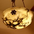 アラバスター（雪花石膏）の1灯シャンデリア　リボン　1920年代　アールデコ期　フランス　lu-118