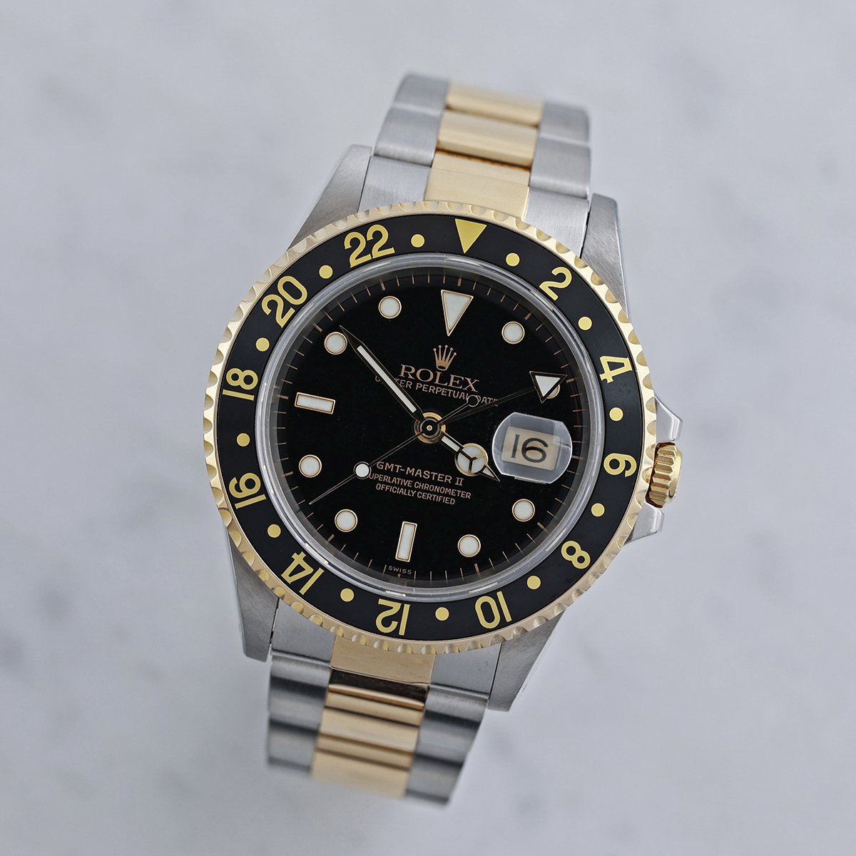 ロレックス GMTマスター2 ref.16713 黒×金コンビ 腕時計 メンズ