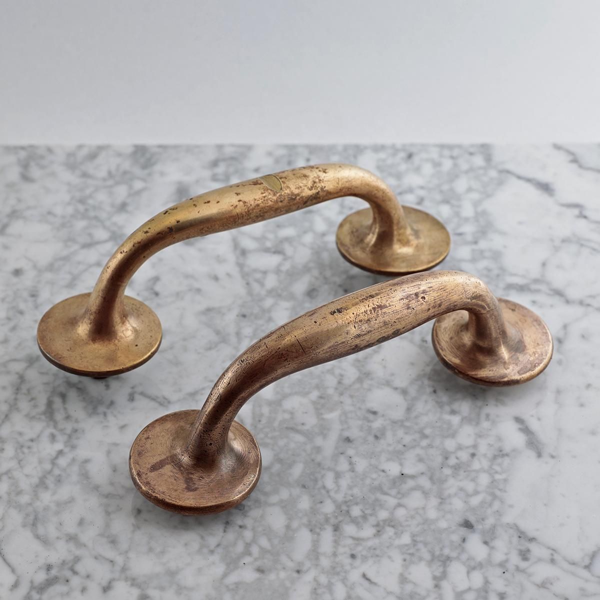 真鍮ドアハンドル ペア 19cm 店舗・玄関ドアなどに アンティーク ＊難