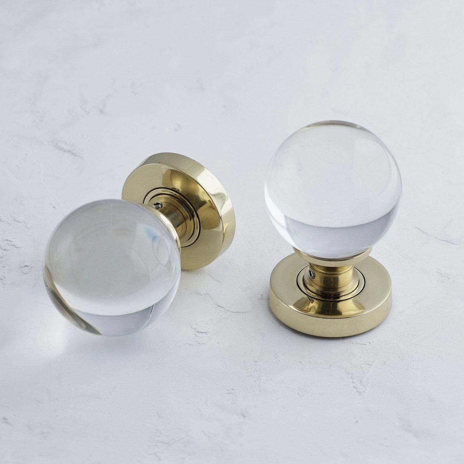 クリスタルガラス ドアノブ ボール型 アールデコ期 英国アンティーク