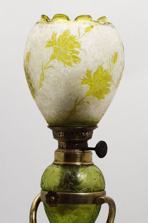 バカラ　腐食ガラスのオイルランプ　19世紀末　アールヌーヴォー期　tcl-02 - アンティーク&オールディーズ　オンラインストア