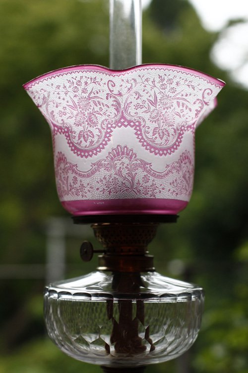 1870年代　サン・ルイ社製　クランベリー腐食技法のランプ　tl-04 - アンティーク&オールディーズ　オンラインストア