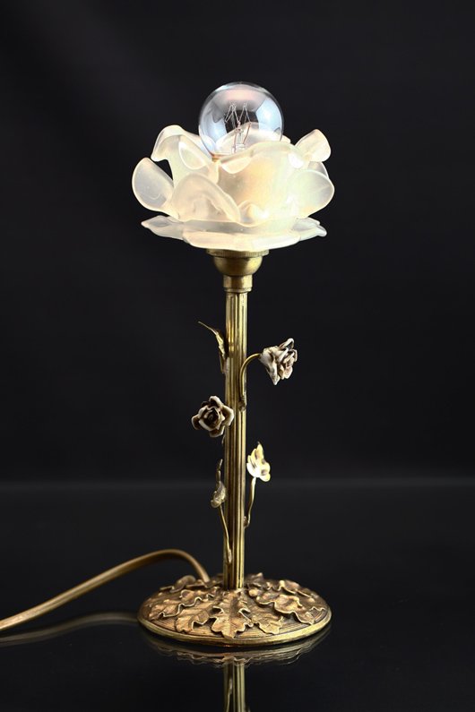 19年代アールデコ期 パート ド ヴェールのテーブルランプ 陶器の花飾り Tl 05 アンティーク オールディーズ オンラインストア