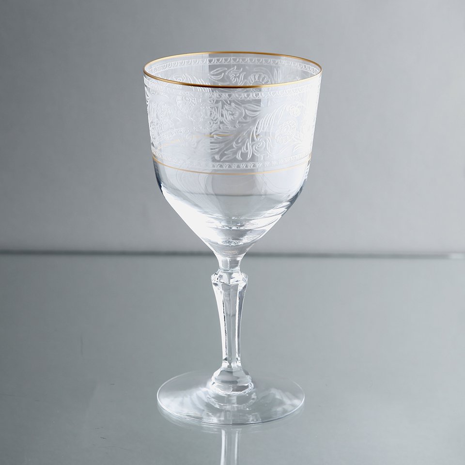 1848年アンティーク　ゴブレット　彩色インタリオガラス