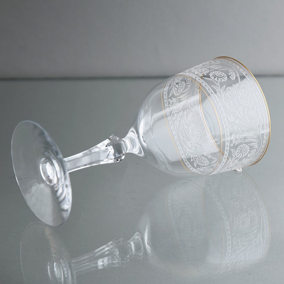 フォストリア社（米国） 腐食技法 ゴブレット、ワイングラスに 1890頃