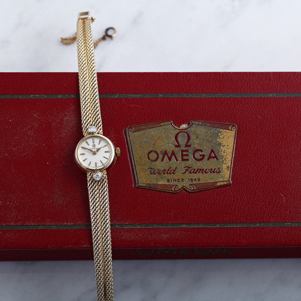 オメガ　カクテルウォッチ　ダイヤモンド＆14KYG　共箱付き　1957年　Omega　wl-22 - アンティーク&オールディーズ　オンラインストア