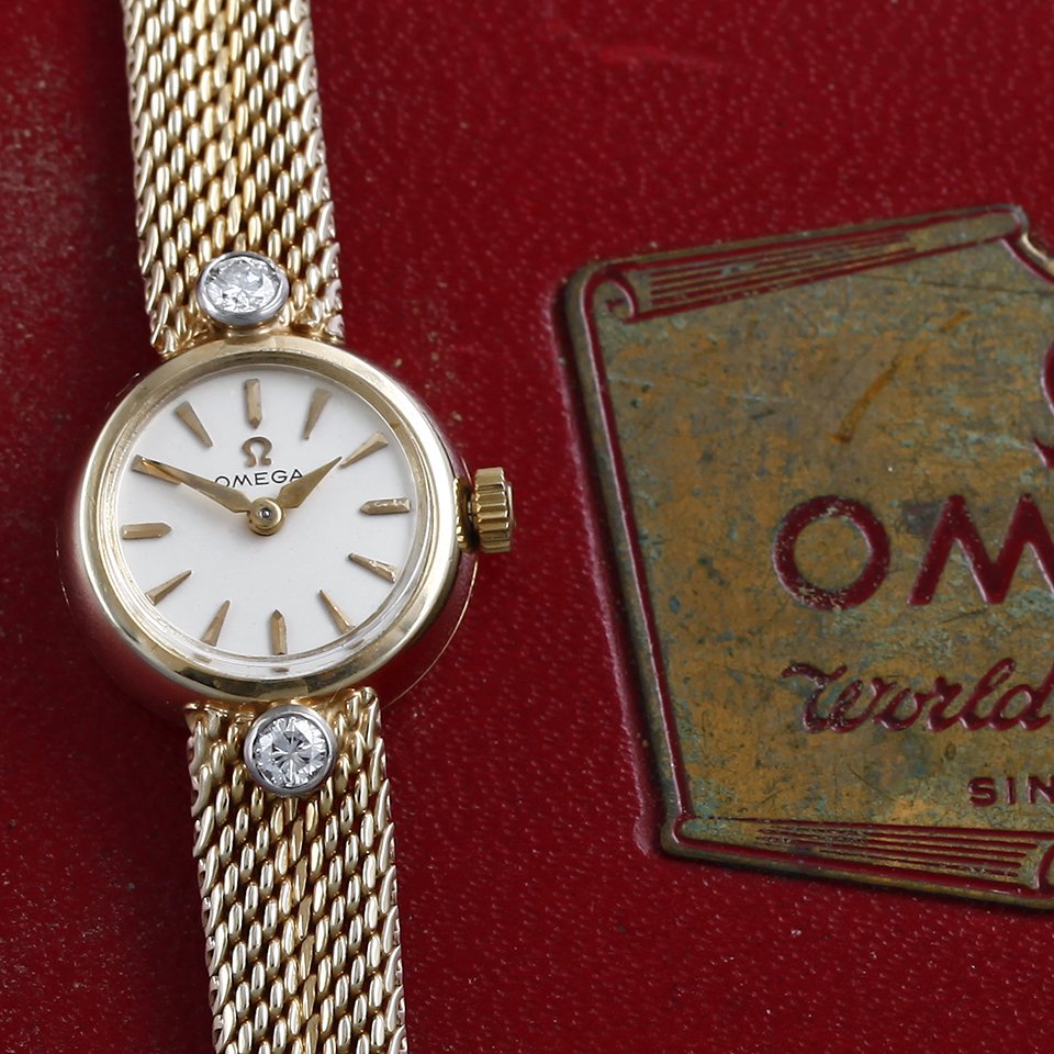 オメガ カクテルウォッチ ダイヤモンド＆14KYG 共箱付き 1957年 Omega