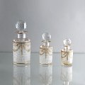 バカラ　クリスタルガラスの香水瓶　3点セット　腐食＆エナメル金彩　Baccarat　1870年　ロココ期　アンティークバカラ