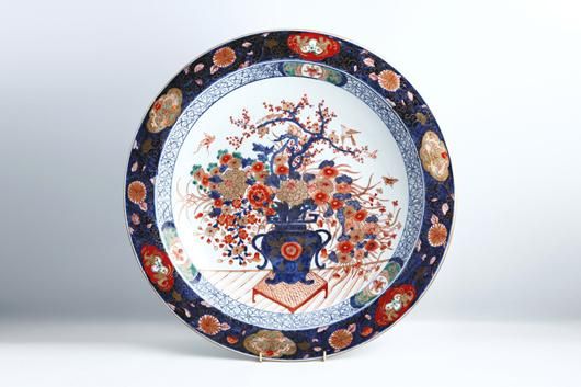 輸出伊万里 里帰り品 花籠文様 大深皿 41.5cm 17～18世紀 江戸元禄期 ...