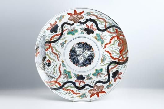 輸出伊万里　里帰り品　鳳凰桐文様　大皿　41cm　色絵鍋島の写し　17～18世紀　江戸元禄期　imari-12 - アンティーク&オールディーズ　 オンラインストア