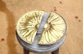 真鍮ドアハンドル　半月形の花模様　ペア　23cm　アンティーク　フランス　bh481