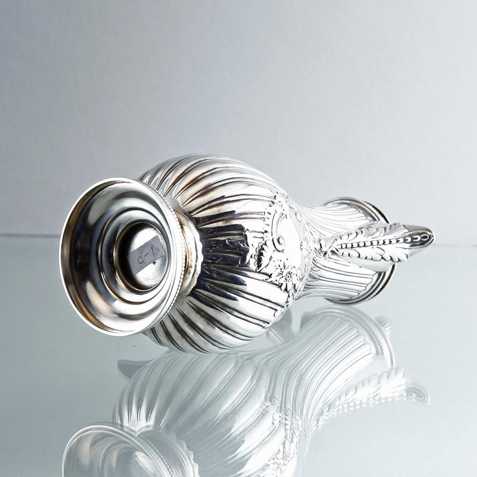 Old English】メロンフォルムのコーヒーポット【シルバープレート】