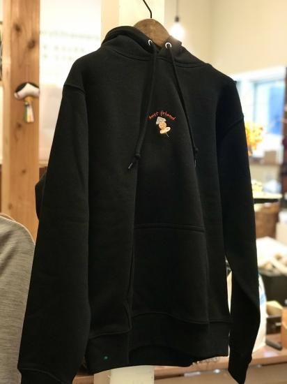 おでん】刺繍プルオーバーパーカー（ブラック）