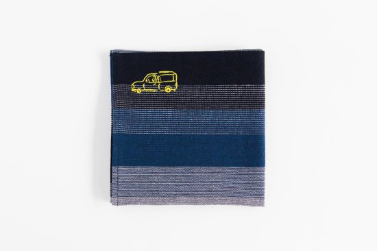 刺繍の亀田縞ハンカチーフ drive a CAR