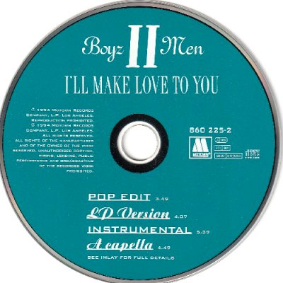 BOYZ II MEN - I'LL MAKE LOVE TO YOU (CD) (SINGLE) (VG+/VG+) - BBQ Records -  bbqrecords.jp -