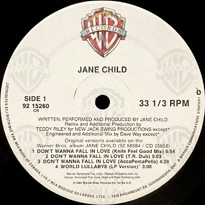 JANE CHILD - DON'T WANNA FALL IN LOVE (12) (CA) (VG+)