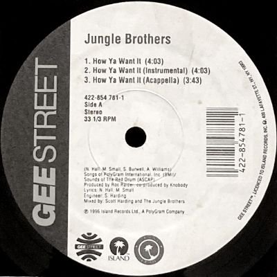 JUNGLE BROTHERS - HOW YA WANT IT / THE JUNGLE, THE BROTHER (12) (VG/VG+)