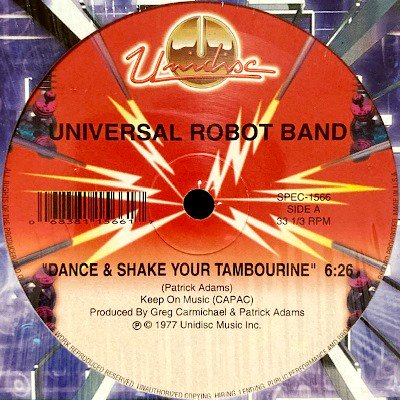 <img class='new_mark_img1' src='https://img.shop-pro.jp/img/new/icons5.gif' style='border:none;display:inline;margin:0px;padding:0px;width:auto;' />THE UNIVERSAL ROBOT BAND - DANCE & SHAKE YOUR TAMBOURINE / FREAK WITH ME (12) (RE) (VG+/EX)