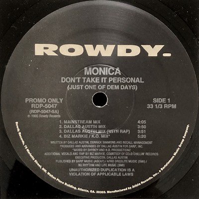 MONICA - DON'T TAKE IT PERSONAL (JUST ONE OF DEM DAYS) (12) (PROMO) (EX/VG+)