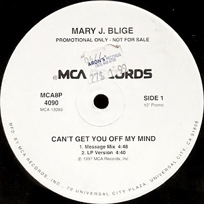 MARY J. BLIGE - CAN'T GET YOU OFF MY MIND (12) (PROMO) (VG+)