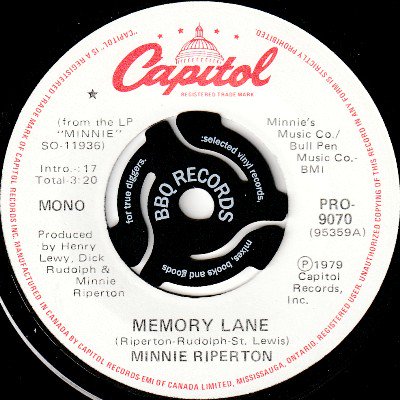 MINNIE RIPERTON - MEMORY LANE (7) (CA) (PROMO) (EX)