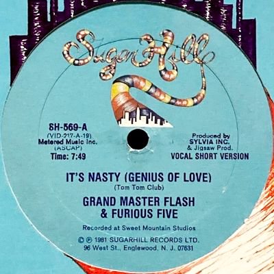 <img class='new_mark_img1' src='https://img.shop-pro.jp/img/new/icons5.gif' style='border:none;display:inline;margin:0px;padding:0px;width:auto;' />GRANDMASTER FLASH & THE FURIOUS FIVE - IT'S NASTY (GENIUS OF LOVE) (12) (EX/VG+)