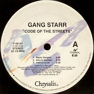 GANG STARR - CODE OF THE STREET / SPEAK YA CLOUT (12) (G)