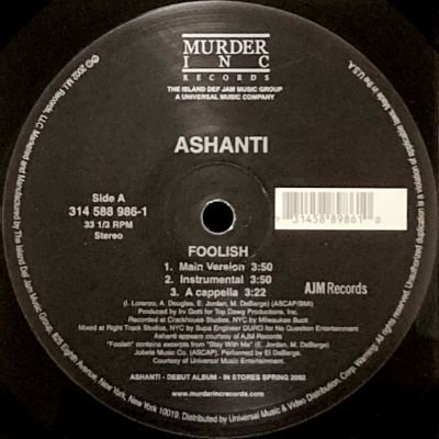 ASHANTI - FOOLISH (12) (VG+/VG+)