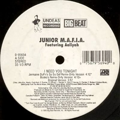 JUNIOR M.A.F.I.A. feat. AALIYAH - I NEED YOU TONIGHT (12) (VG)