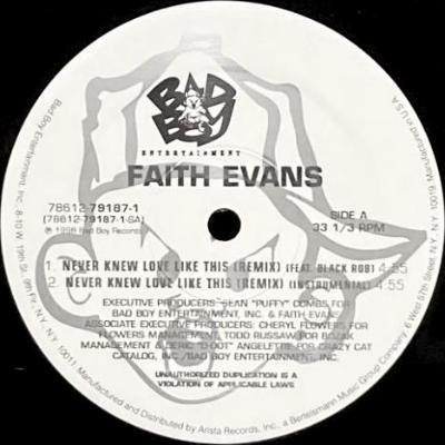FAITH EVANS - NEVER KNEW LOVE LIKE THIS (REMIX) (12) (EX/VG+)