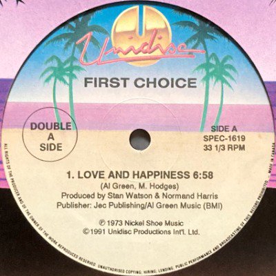 FIRST CHOICE - LOVE AND HAPPINESS / THE PLAYER (12) (RE) (VG+/VG+)