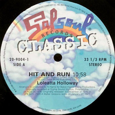 <img class='new_mark_img1' src='https://img.shop-pro.jp/img/new/icons5.gif' style='border:none;display:inline;margin:0px;padding:0px;width:auto;' />LOLEATTA HOLLOWAY / THE SALSOUL ORCHESTRA - HIT AND RUN / MAGIC BIRD OF FIRE (12) (RE) (VG+/VG+)