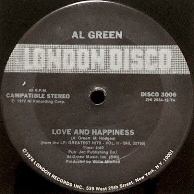 AL GREEN - LOVE AND HAPPINESS / TAKE ME TO THE RIVER (12) (VG+/G)