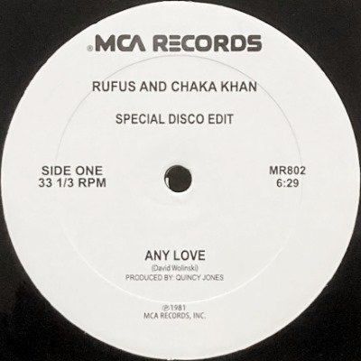 <img class='new_mark_img1' src='https://img.shop-pro.jp/img/new/icons5.gif' style='border:none;display:inline;margin:0px;padding:0px;width:auto;' />RUFUS AND CHAKA KHAN - ANY LOVE / I KNOW YOU, I LIVE YOU (12) (VG+)