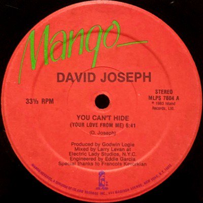 DAVID JOSEPH - YOU CAN'T HIDE (YOUR LOVE FROM ME) (12) (VG+/VG+)