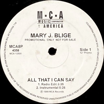 <img class='new_mark_img1' src='https://img.shop-pro.jp/img/new/icons5.gif' style='border:none;display:inline;margin:0px;padding:0px;width:auto;' />MARY J. BLIGE - ALL THAT I CAN SAY (12) (PROMO) (VG+)