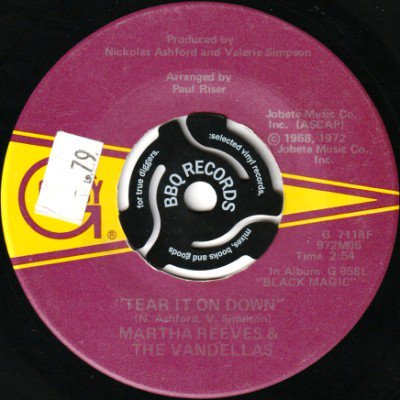 <img class='new_mark_img1' src='https://img.shop-pro.jp/img/new/icons5.gif' style='border:none;display:inline;margin:0px;padding:0px;width:auto;' />MARTHA REEVES & THE VANDELLAS - TEAR IT ON DOWN (7) (VG+)