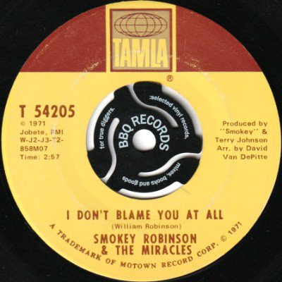 <img class='new_mark_img1' src='https://img.shop-pro.jp/img/new/icons5.gif' style='border:none;display:inline;margin:0px;padding:0px;width:auto;' />SMOKEY ROBINSON & THE MIRACLES - I DON'T BLAME YOU AT ALL (7) (VG)