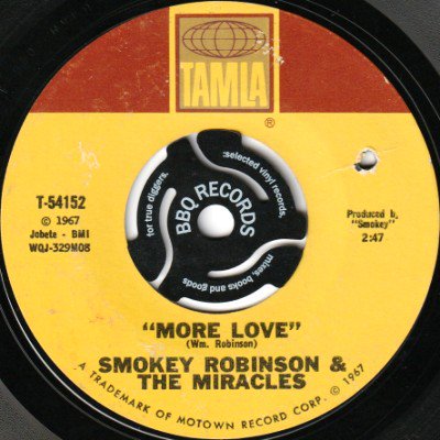 <img class='new_mark_img1' src='https://img.shop-pro.jp/img/new/icons5.gif' style='border:none;display:inline;margin:0px;padding:0px;width:auto;' />SMOKEY ROBINSON & THE MIRACLES - MORE LOVE / SWEPT FOR YOU BABY (7) (VG+)