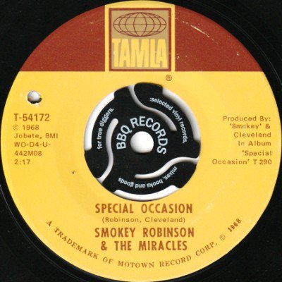 <img class='new_mark_img1' src='https://img.shop-pro.jp/img/new/icons5.gif' style='border:none;display:inline;margin:0px;padding:0px;width:auto;' />SMOKEY ROBINSON & THE MIRACLES - SPECIAL OCCASION (7) (VG+)