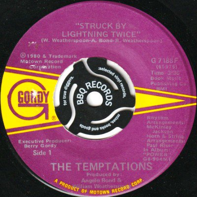 <img class='new_mark_img1' src='https://img.shop-pro.jp/img/new/icons5.gif' style='border:none;display:inline;margin:0px;padding:0px;width:auto;' />THE TEMPTATIONS - STRUCK BY LIGHTNING TWICE (7) (VG+)