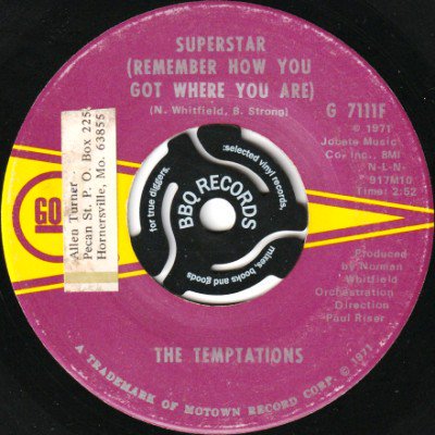 <img class='new_mark_img1' src='https://img.shop-pro.jp/img/new/icons5.gif' style='border:none;display:inline;margin:0px;padding:0px;width:auto;' />THE TEMPTATIONS - SUPERSTAR (REMEMBER HOW YOU GOT WHERE YOU ARE) (7) (VG)