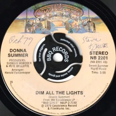 DONNA SUMMER - DIM ALL THE LIGHTS (7) (VG/VG+)