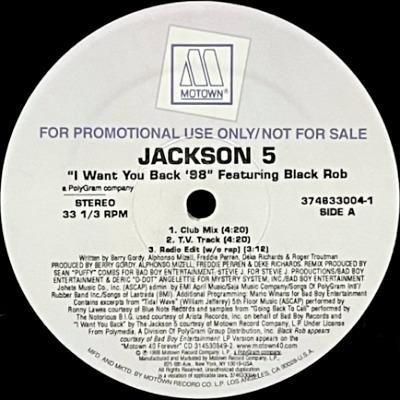 <img class='new_mark_img1' src='https://img.shop-pro.jp/img/new/icons5.gif' style='border:none;display:inline;margin:0px;padding:0px;width:auto;' />JACKSON 5  - I WANT YOU BACK '98 feat. BLACK ROB (12) (VG+/VG+)