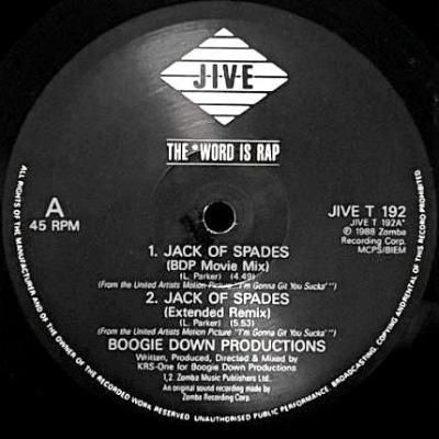 <img class='new_mark_img1' src='https://img.shop-pro.jp/img/new/icons5.gif' style='border:none;display:inline;margin:0px;padding:0px;width:auto;' />BOOGIE DOWN PRODUCTIONS - JACK OF SPADES (12) (UK) (VG)