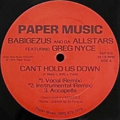 <img class='new_mark_img1' src='https://img.shop-pro.jp/img/new/icons5.gif' style='border:none;display:inline;margin:0px;padding:0px;width:auto;' />BABIGEZUS AND DA ALLSTARS feat.GREG NYCE - CAN'T HOLD US DOWN (12) (VG+)
