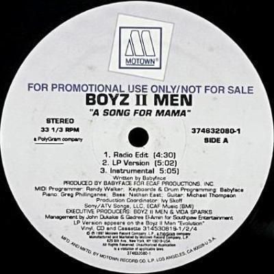 <img class='new_mark_img1' src='https://img.shop-pro.jp/img/new/icons5.gif' style='border:none;display:inline;margin:0px;padding:0px;width:auto;' />BOYZ II MEN - A SONG FOR MAMA (12) (PROMO) (VG+/VG+)