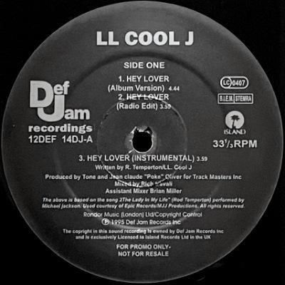<img class='new_mark_img1' src='https://img.shop-pro.jp/img/new/icons5.gif' style='border:none;display:inline;margin:0px;padding:0px;width:auto;' />L.L. COOL J - HEY LOVER / I SHOT YA (12) (UK) (PROMO) (VG+)
